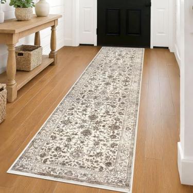 Imagem de KILOCOCO Corredor de corredor 5 x 20 cm tapete floral vintage tapete lavável corredor de cozinha antiderrapante corredor de pilha baixa para corredores tapete de banheiro tapete de lavanderia tapete