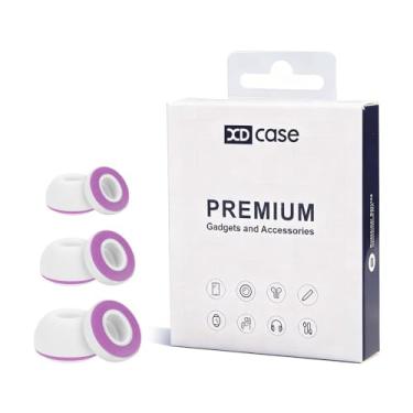 Imagem de Pontas auriculares para AirPods Pro 3, pontas de substituição de espuma viscoelástica premium, conforto de longa duração, isolamento de ruído superior (branco e roxo) (P/M/G) (3 pares)