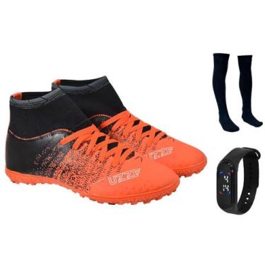 Imagem de Chuteira Cano Alto Society Botinha Costurada + Meião + Relógio Digital