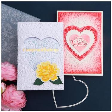 Imagem de Briartw Pasta de gravação 3D Love Garden com matrizes de corte coordenadas - designs texturizados profundos para fazer cartões, álbuns de recortes e artesanato em papel - compatível com a maioria das