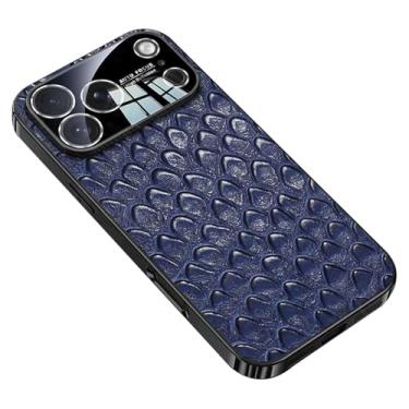 Imagem de Capa de couro fina para iPhone 17/17 Air/17 Pro/17 Pro Max, capa de alívio 3D, proteção da câmera e design exclusivo à prova de choque de grau militar (azul, 17 Pro Max)