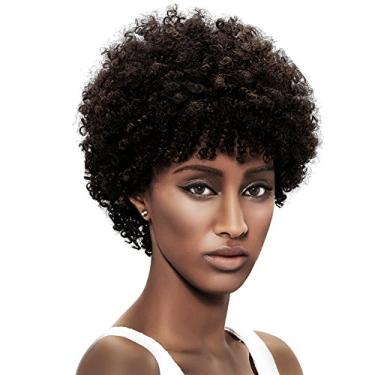 Imagem de Perucas Afro Curtas Curtas de 12,7 cm com Cabelo 100% Brasileiro (Marrom Escuro, Cachos Espirais Naturais) – Perucas Afro para Mulheres Negras – Perucas de Cabelo Humano – Perucas Curtas Sem Touca – Peruca Afro para Cuidados Pessoais de Beleza