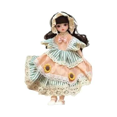 Imagem de Boneca Princesa BJD De 30cm Com Cabelo Longo, Brinquedo Articulado Par