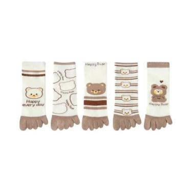 Imagem de Meias De Algodão Para Yoga E Pilates Com Estampa De Urso Kawaii Para M