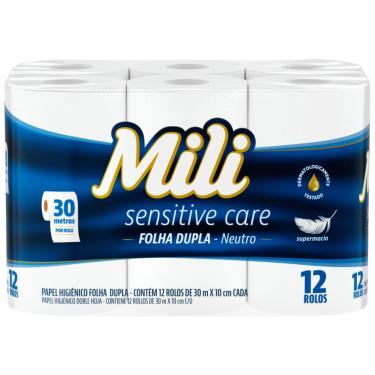 Imagem de Papel Higiênico Mili Folha Dupla 30 Metros 12 Rolos