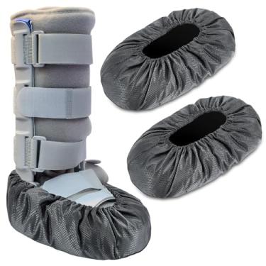 Imagem de Shyyween 2 peças de capas para botas de caminhada com câmera de ar para fratura médica, capas de sapato para pés quebrados, máquina de proteção de recuperação de tornozelo à prova d'água (cinza, médio