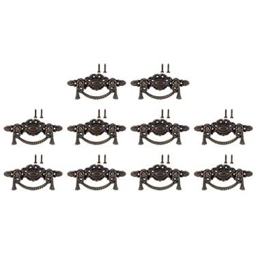 Imagem de Puxador de armário Puxador de gaveta Puxador antigo em liga de zinco Resistente à ferrugem Puxadores retrô elegantes para armários de cozinha Cômodas Gavetas Cor bronze 11,5 cm 10