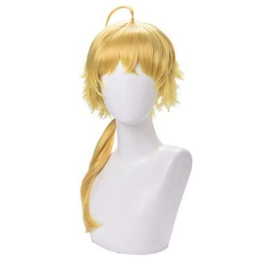 Imagem de Peruca de cosplay genérica loira em camadas de 60 cm com rabo de caval