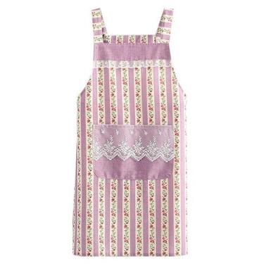 Imagem de Avental estilo coreano para mulheres listrado de poliéster 78x70cm - y