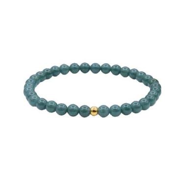 Imagem de Pulseira Jadeite para mulheres com miçangas em ouro 24K - yiweisai