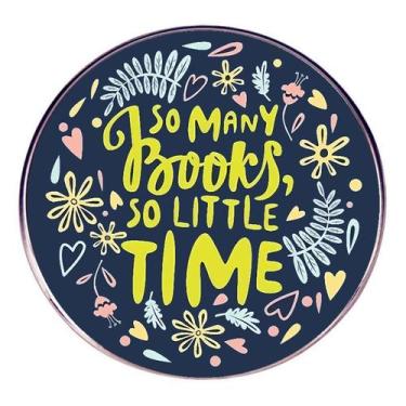 Imagem de Broche, alfinetes, tantos livros, tão pouco tempo, esmalte, lapela - y