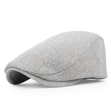 Imagem de Chapéu de boné plano para homens cinza leve, estilo Gatsby Newsboy - Y