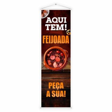 Imagem de Banner Lona Faixa Divulgação Aqui Tem Feijoada Feijão Restaurante Merc