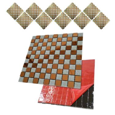 Imagem de Pastilha De Vidro Kit 10 Uni Adesiva Parede Cozinha Sala Banheiro Decorativa Moderna Requintado Facil Aplicacao Reforma