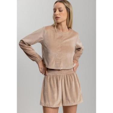 Imagem de Short Curto Com Cintura Alta E Cós Elástico Em Plush Move-Feminino