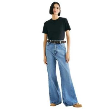 Imagem de Calça Pantalona Hering Cintura Alta Jeans-Feminino