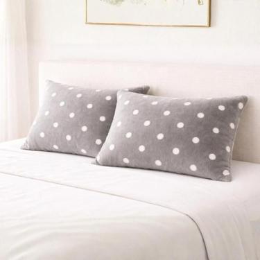 Imagem de Kit 2 Fronhas Flannel Poá Macias Fofinhas e Confortáveis 50x70cm Taman