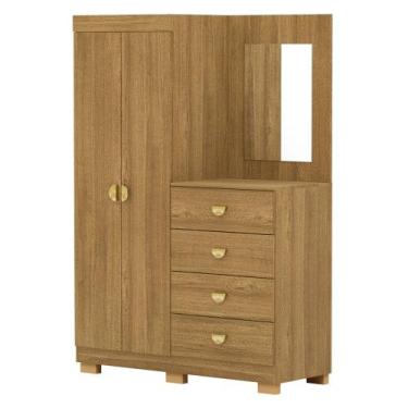 Imagem de Guarda Roupa Cômoda Com Espelho 120cm Cristal Nature - Vila Rica, Natu
