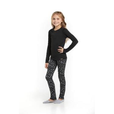 Imagem de Calça Térmica Infantil Estampada - Metida Moça, 02, Corações preto