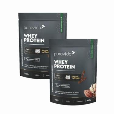 Imagem de 2x Whey Protein Isolado - Língua De Gato - Puravida - 450g, Lingua de 