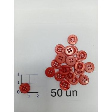 Imagem de Botões Vermelho 11mm 4 Furos Brilho 50Un 100Un 200Un Confecção Artesan