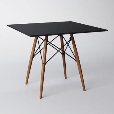 Imagem de Mesa Eiffel Wood Tampo Quadrado de Madeira 90cm Preto  - IRON WOOD