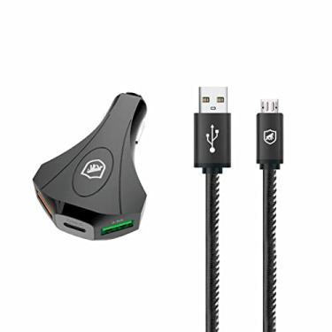 Imagem de Kit Carregador Veicular Tank e Cabo Turbo Militar Micro USB V8 - Gshield