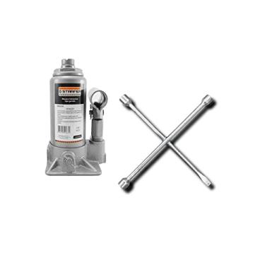 Imagem de Kit Macaco Hidráulico Garrafa 6 T e Chave Roda Starfer