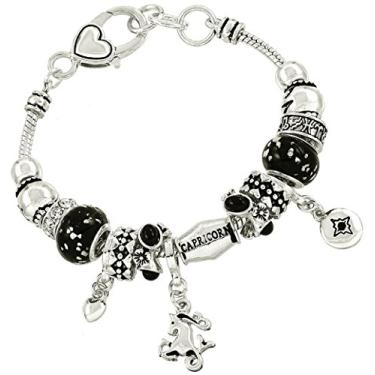 Imagem de Bracelete Falari com pingente do zodíaco multicolorido com contas de metal Murano prateadas