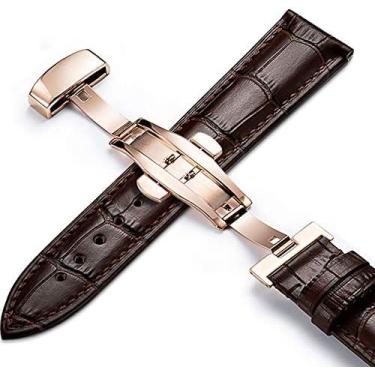 Imagem de KRASS Pulseira de relógio de couro, pulseira de couro de substituição com fecho dobrável de aço inoxidável para homens e mulheres, Collector88