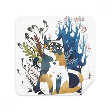 Imagem de Três olhos gato aquarela animal óculos pano limpador de tela tecido camurça pacote com 2