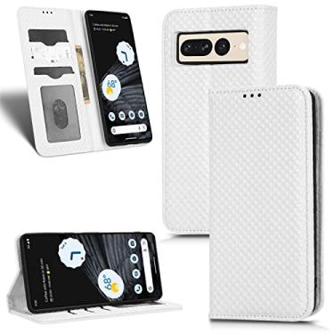 Imagem de Capas de telefone Pearlescent Lattice Capa de couro Google Pixel 7 7 Pro com compartimentos magnéticos de luxo para cartões carteira clipe para celular Google Pixel 7 7 Pro capas (branco, Google Pixel 7 Pro)