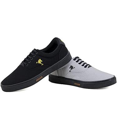 Imagem de KIT 2 Sapatênis Polo Joy Casual Masculino em Lona-Preto Preto e Cinza Preto - 42