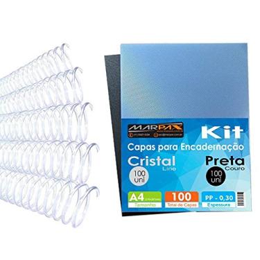 Imagem de Kit Encadernação 200 Capas A4 + 500 Espirais Cristal Marpax
