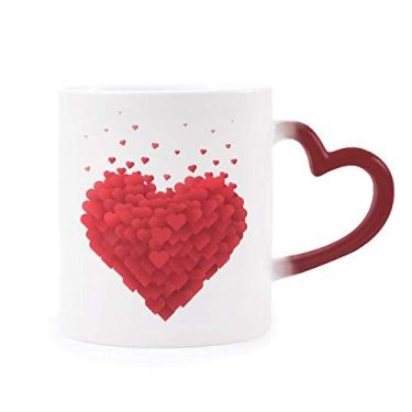 Imagem de Caneca sensível ao calor em forma de corações vermelhos Dia dos Namorados Caneca vermelha que muda de cor