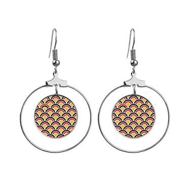 Imagem de Brincos Squama vermelho dourado preto padrão brincos pendentes argola joia círculo gota