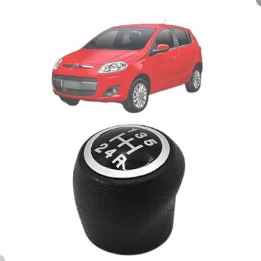 Imagem de Manopla Bola de Câmbio Novo Palio 2012 13 14 15 - Preta - Anel Prata