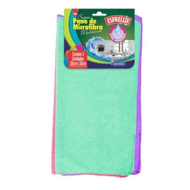 Imagem de KIT DE PANOS MICROFIBRA ESFRELUX COM 3 UNIDADES (MEDIDA 35X35)