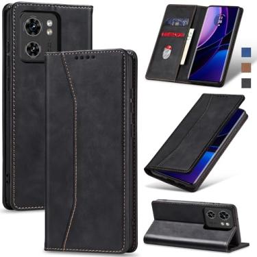Imagem de Jasonyu Flip Carteira Capa para Motorola Edge 40/Edge (2023),Capinha Folio Magnética de Couro com Suporte para Cartão,Chute - Protetora Durável de TPU à Prova de Choque para Telefone,Preto