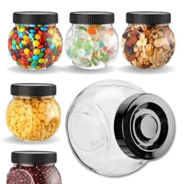 Imagem de Jogo de Porta Temperos de Vidro, Baleiro 6 Peças, 180 ml, Tampa Preta (Preto)