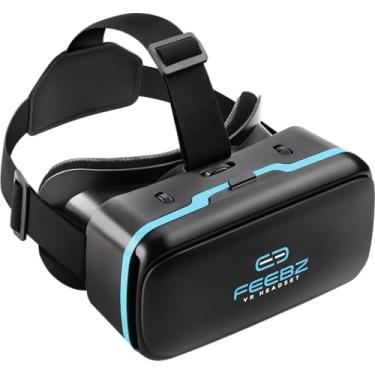 Imagem de Fone de ouvido VR compatível com iPhone e Android – com botão de ação integrado | Óculos de realidade virtual para celular de 4,7 a 6,5 polegadas – Melhor conjunto de óculos | Presente para crianças e adultos para vivenciar realidade virtual – Azul