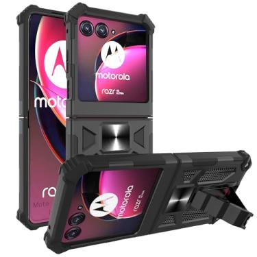 Imagem de Ailiber Capa para celular Motorola Razr+ 2024, Motorola Razr 50 Ultra 5G, suporte de suporte, para suporte magnético para carro, capa de celular resistente à prova de choque para Moto Razr+ 2024-preta