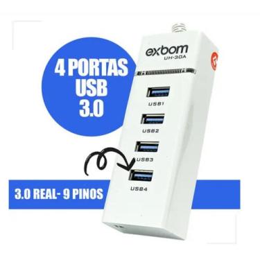 Imagem de Expansor Hub Usb 3.0 4 Portas Com Led Super Rápido - exbom