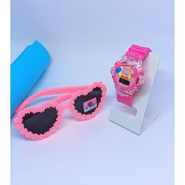 Imagem de Kit Relógio Infantil Digital Meninas Pisca Luz Led Colorido Princesas 