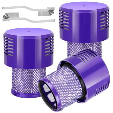 Imagem de Pacote com 3 filtros V10 + 2 escovas, filtros de substituição para Dyson V10 Cyclone Series, Cyclone V10 Absolute, Cyclone V10 Animal, Cyclone V10 Total Clean, V10 Motorhead, SV12, substitui a peça #