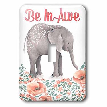 Imagem de 3dRose LSP_252937_1 Be in Awe with A Cute Watercolor Floral Elephant Single Toggle Switch