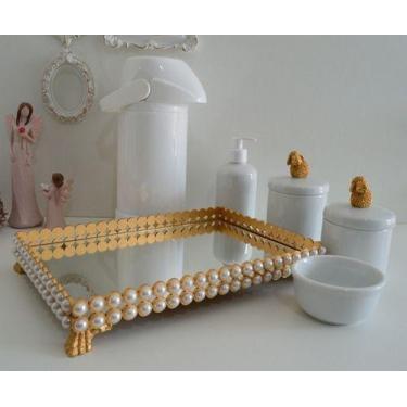 Imagem de Kit Higiene Bebe Porcelana Pote Gel Algodao Cotonete Termica - Ciranda