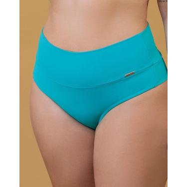 Imagem de Calcinha De Biquíni Cintura Alta Lisa - Cor De Cacau, GG, Azul turques