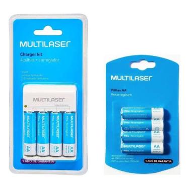 Imagem de Kit Carregador De Pilhas Mais 8 Pilhas Aa Recarregáveis 2500 mah 1.2v 