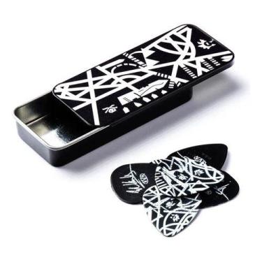 Imagem de Palheta Maxgrip 0.60mm Eddie Van Halen Branca E Preta Listra - Dunlop